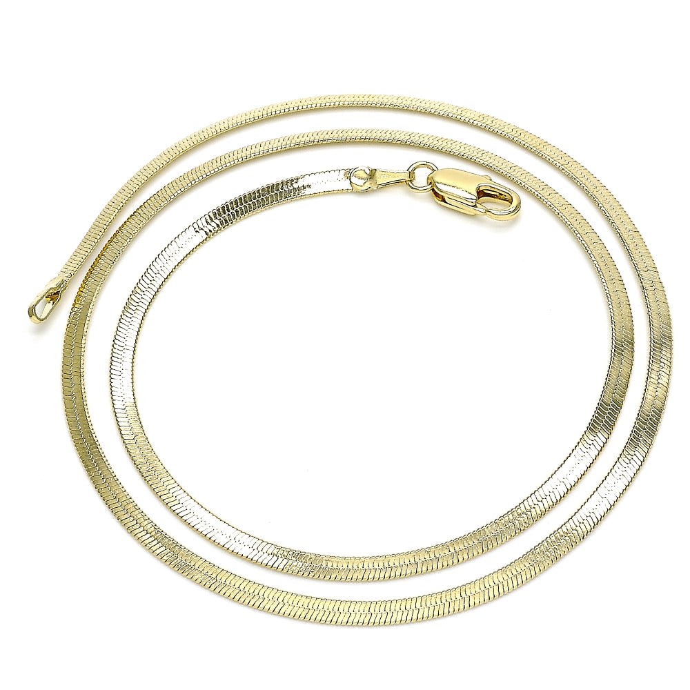 Oro Laminado Basic Necklace, Gold Filled Style Herringbone Design, Polished, Golden Finish