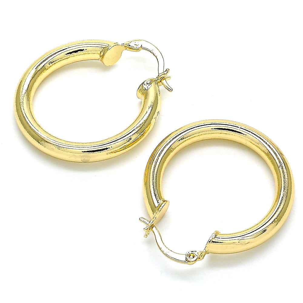 Oro Laminado Medium Hoop, Gold Filled Style Polished, Golden Finish