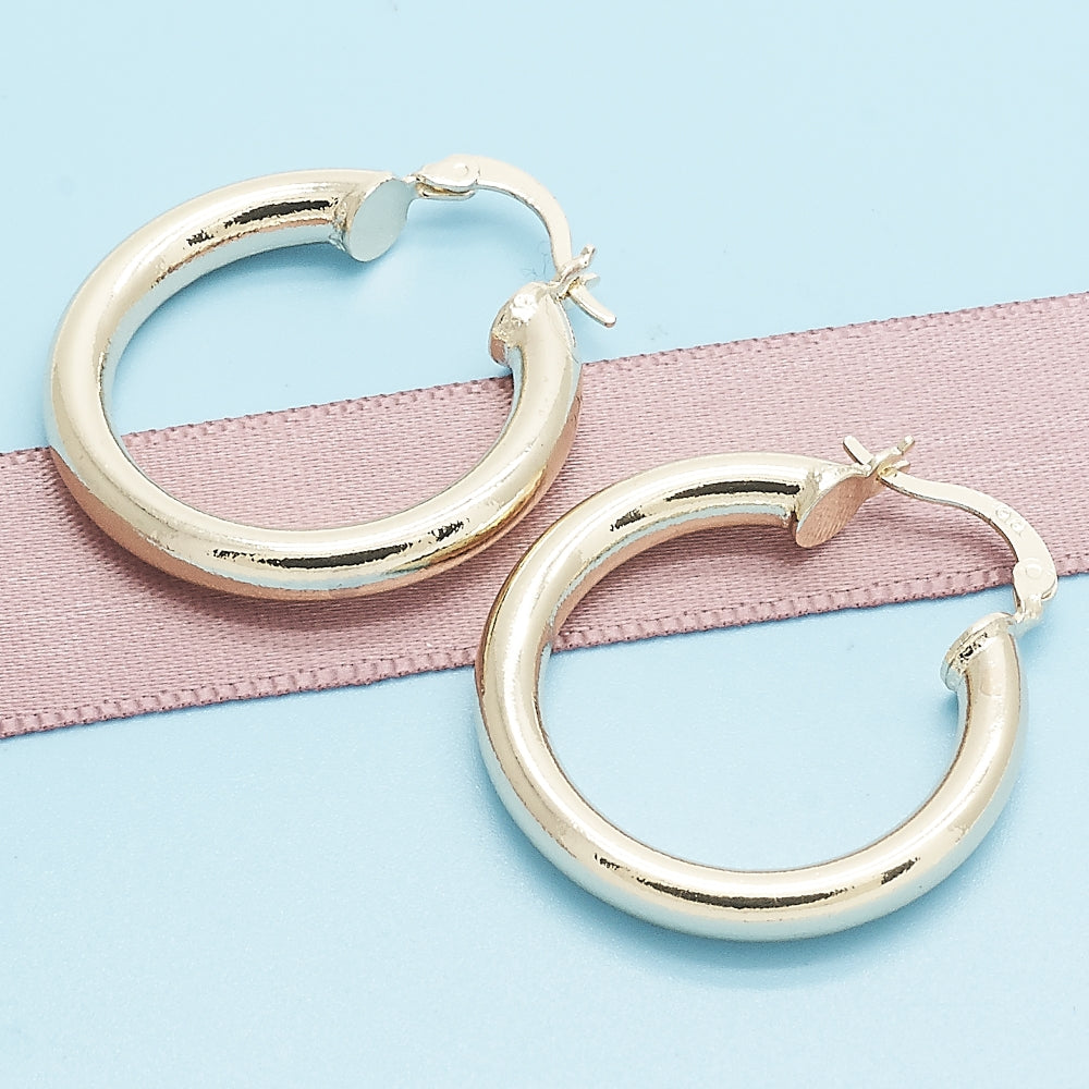 Oro Laminado Medium Hoop, Gold Filled Style Polished, Golden Finish
