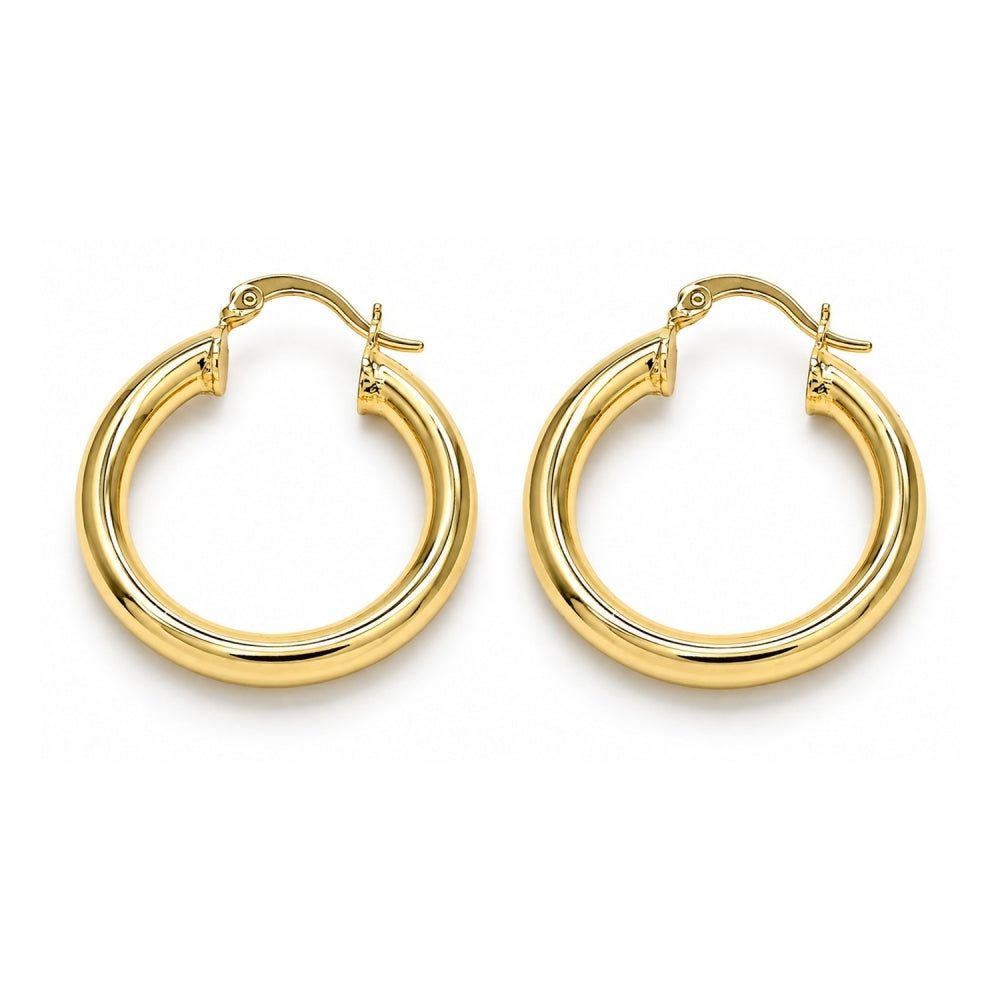 Oro Laminado Medium Hoop, Gold Filled Style Polished, Golden Finish