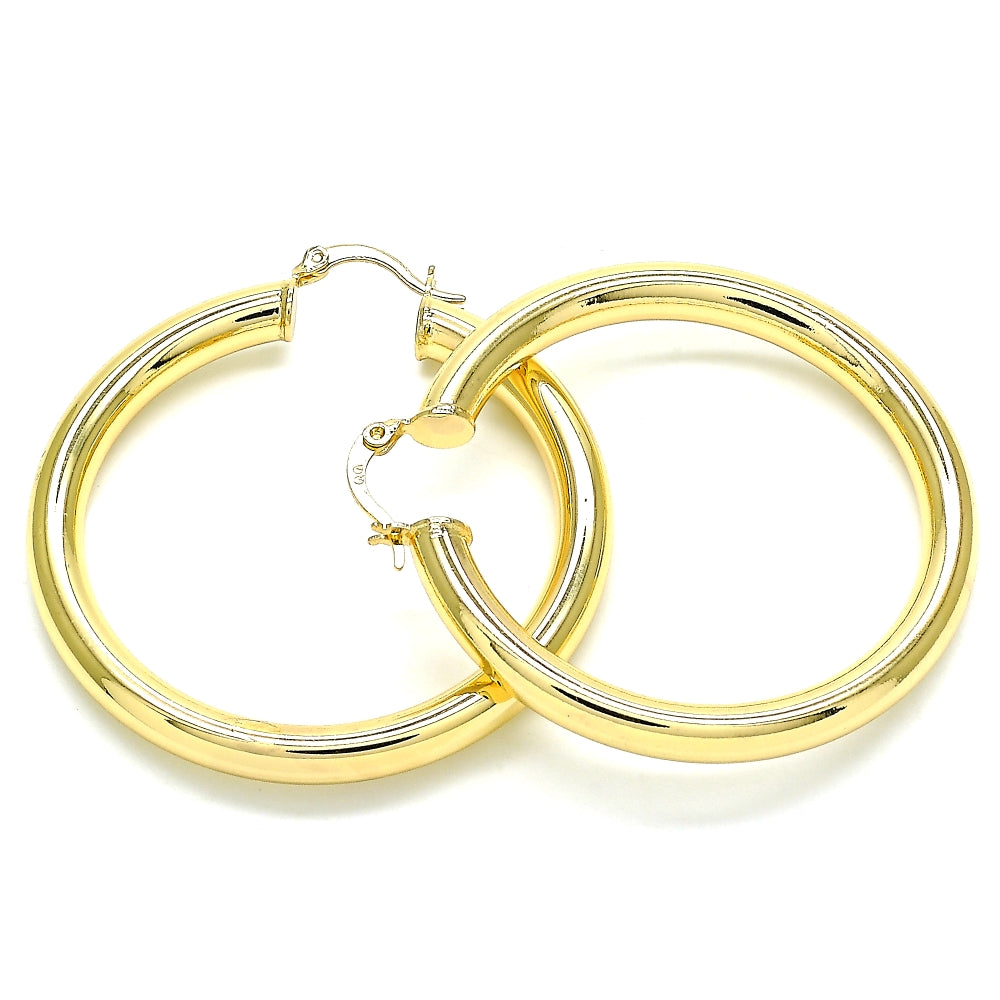 Oro Laminado Large Hoop, Gold Filled Style Hollow Design, Polished, Golden Finish