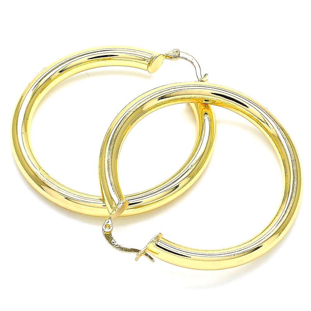 Oro Laminado Large Hoop, Gold Filled Style Hollow Design, Polished, Golden Finish