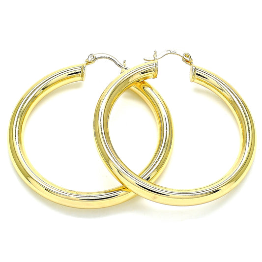 Oro Laminado Large Hoop, Gold Filled Style Hollow Design, Polished, Golden Finish