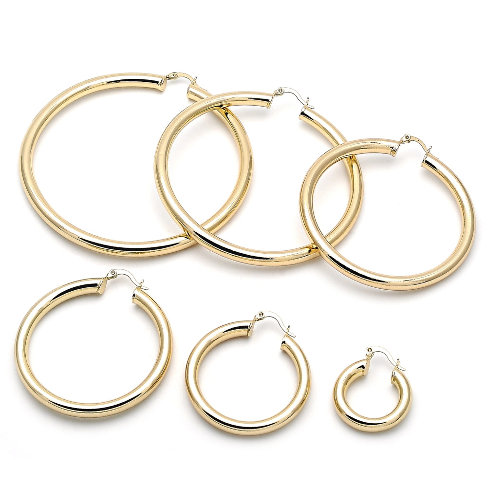 Oro Laminado Large Hoop, Gold Filled Style Hollow Design, Polished, Golden Finish