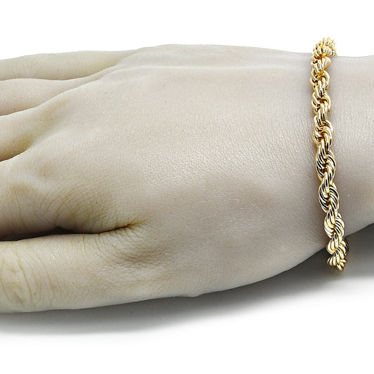 Oro Laminado Basic Bracelet, Gold Filled Style Rope Design, Polished, Golden Finish