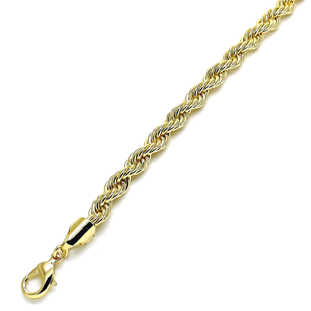 Oro Laminado Basic Bracelet, Gold Filled Style Rope Design, Polished, Golden Finish
