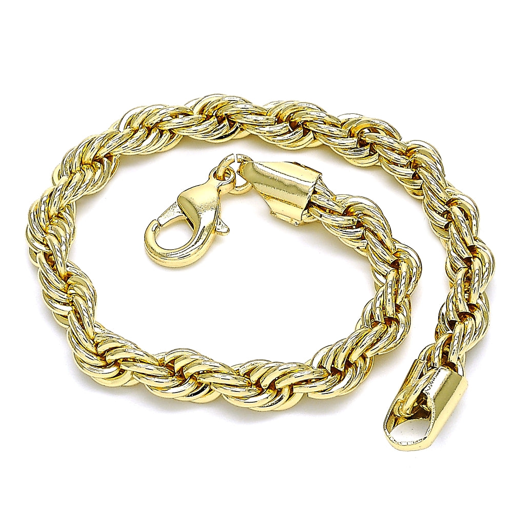 Oro Laminado Basic Bracelet, Gold Filled Style Rope Design, Polished, Golden Finish