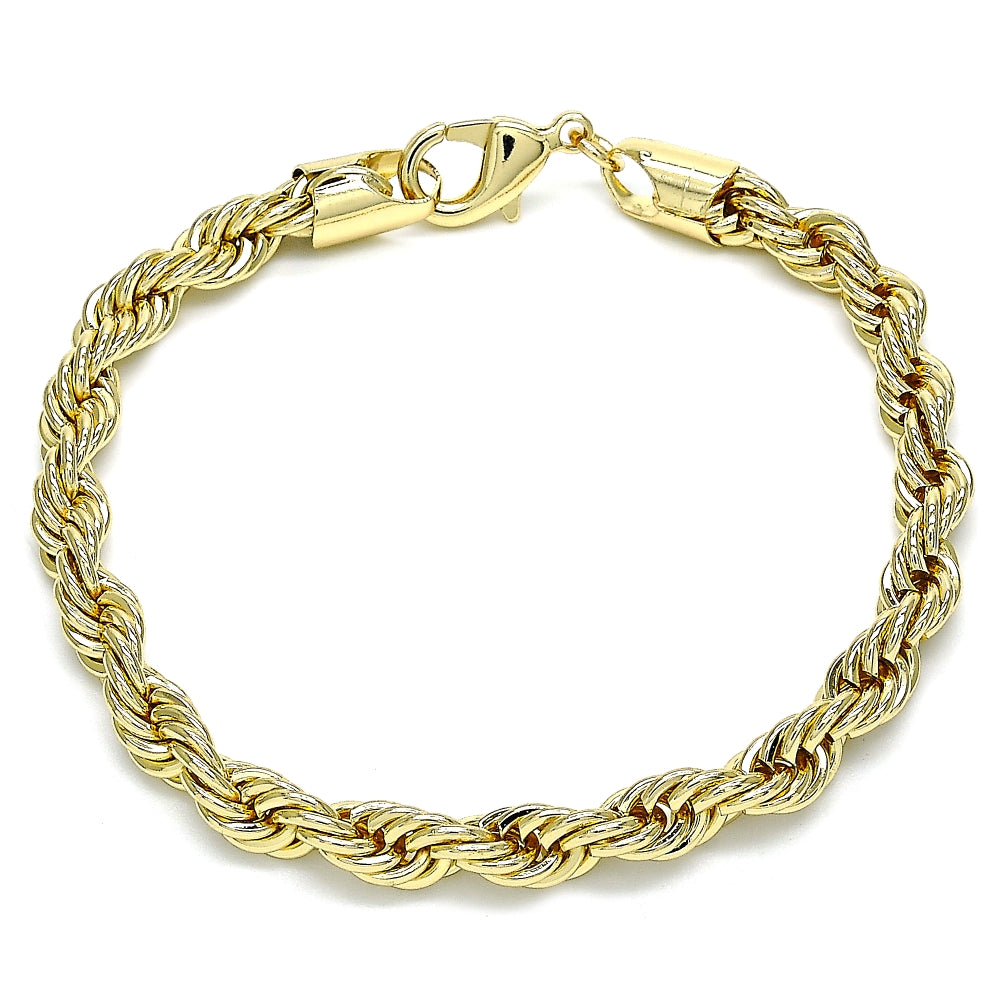 Oro Laminado Basic Bracelet, Gold Filled Style Rope Design, Polished, Golden Finish