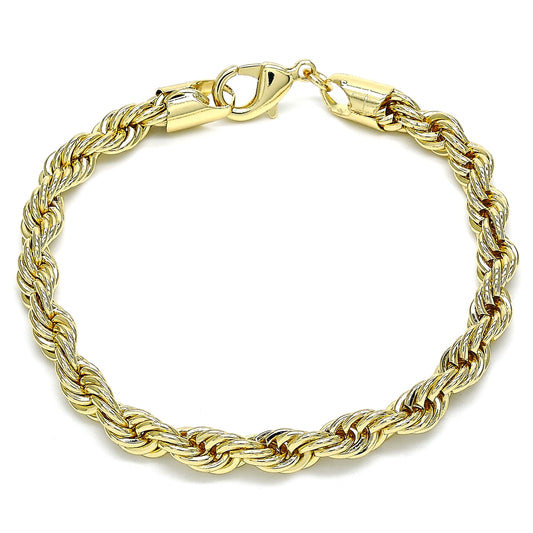 Oro Laminado Basic Bracelet, Gold Filled Style Rope Design, Polished, Golden Finish