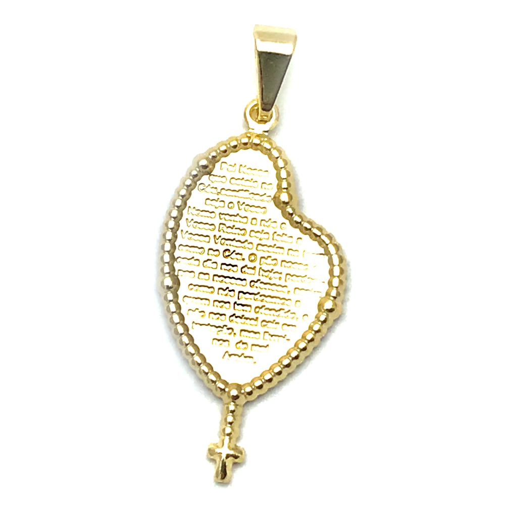Oro Laminado Religious Pendant, Gold Filled Style Prayer and Cross Design, Polished, Golden Finish