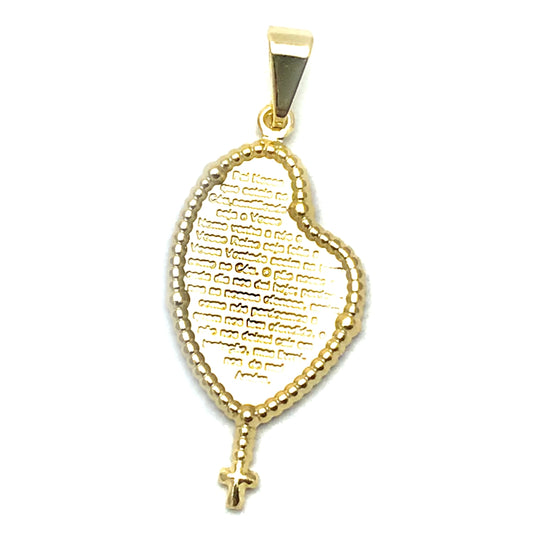 Oro Laminado Religious Pendant, Gold Filled Style Prayer and Cross Design, Polished, Golden Finish
