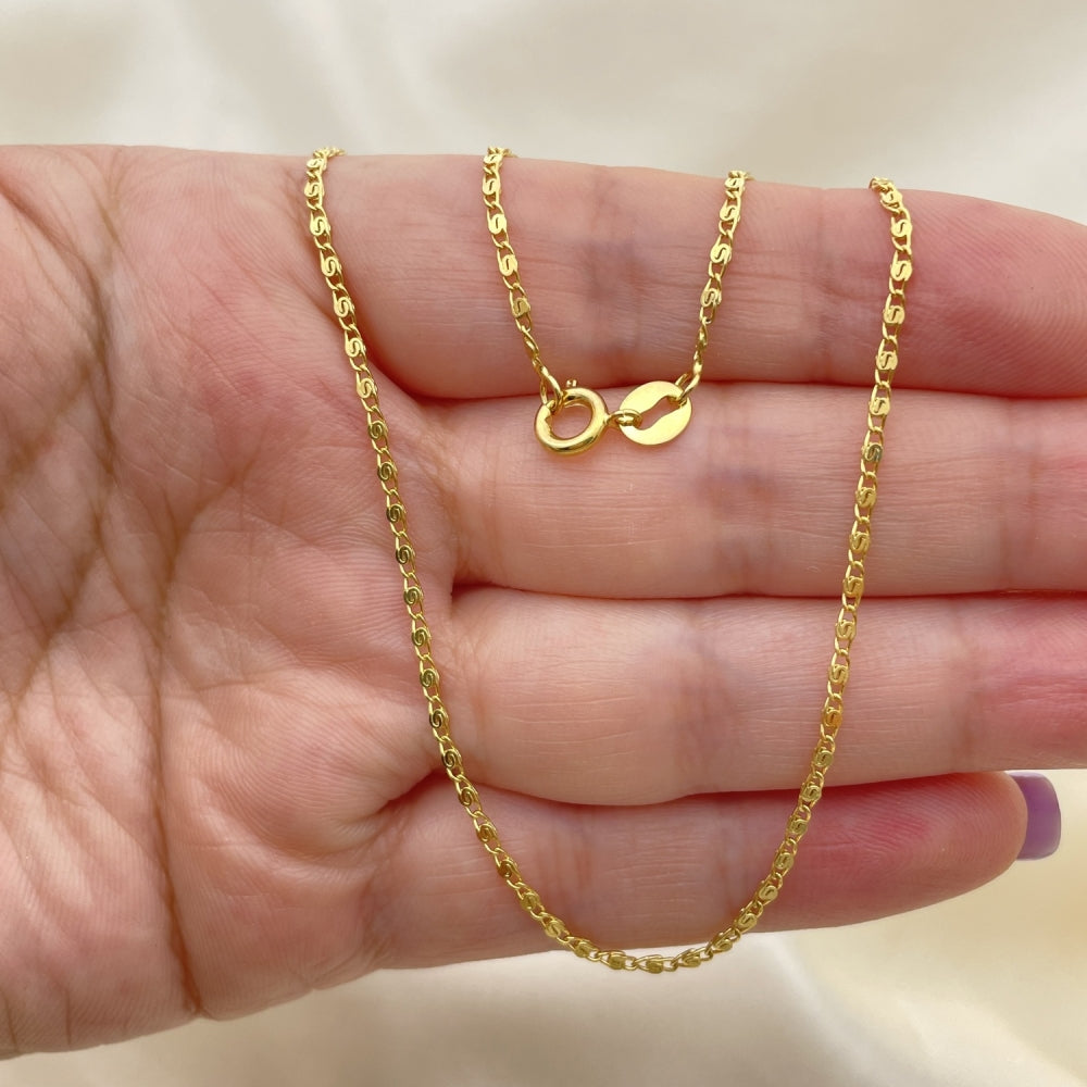 Oro Laminado Basic Necklace, Gold Filled Style Mariner Design, Polished, Golden Finish
