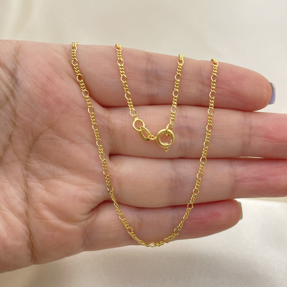 Oro Laminado Basic Necklace, Gold Filled Style Figaro Design, Polished, Golden Finish