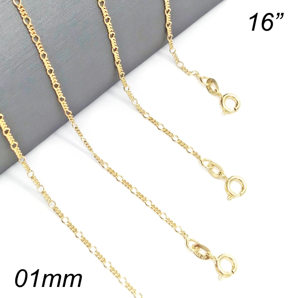 Oro Laminado Basic Necklace, Gold Filled Style Figaro Design, Polished, Golden Finish