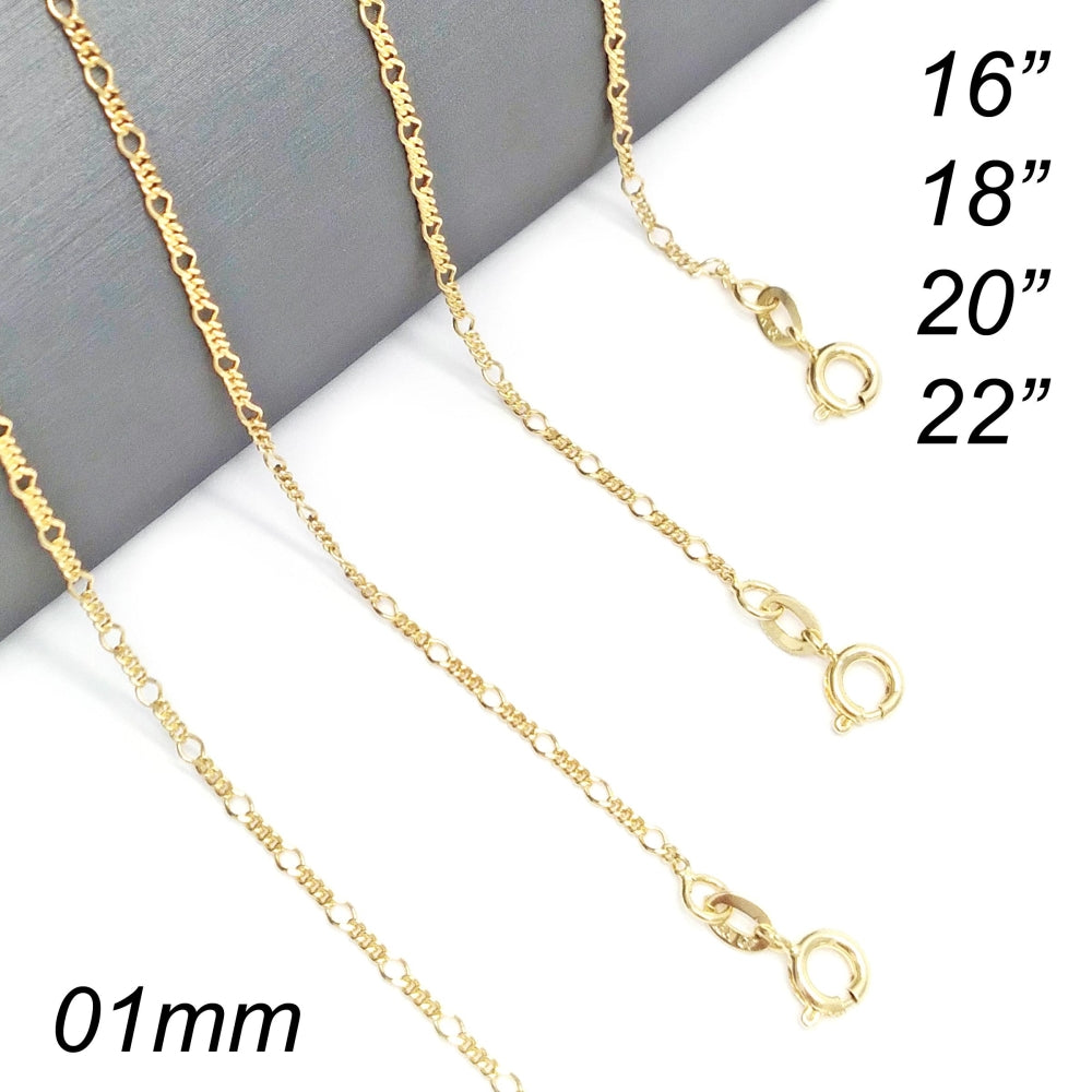Oro Laminado Basic Necklace, Gold Filled Style Figaro Design, Polished, Golden Finish