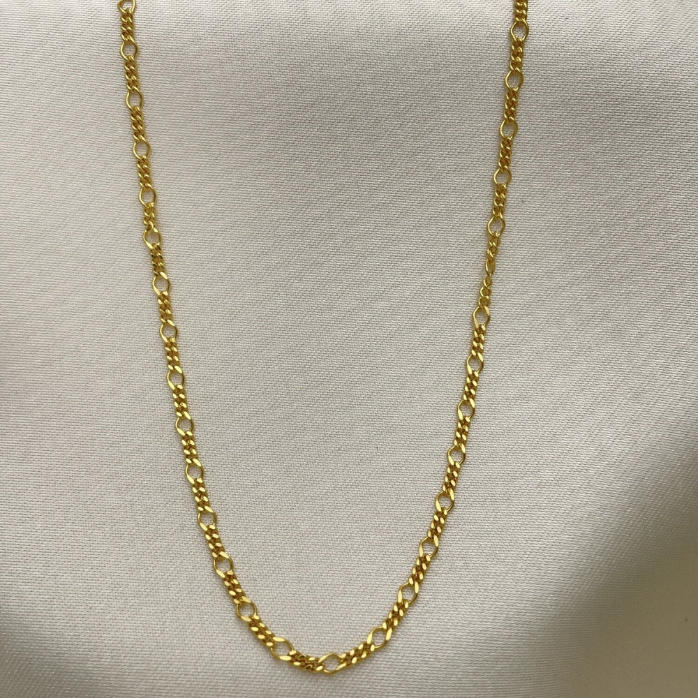 Oro Laminado Basic Necklace, Gold Filled Style Figaro Design, Polished, Golden Finish