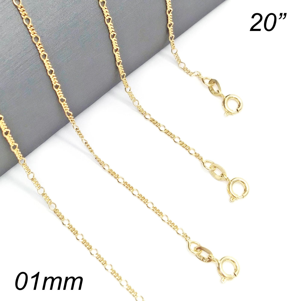 Oro Laminado Basic Necklace, Gold Filled Style Figaro Design, Polished, Golden Finish