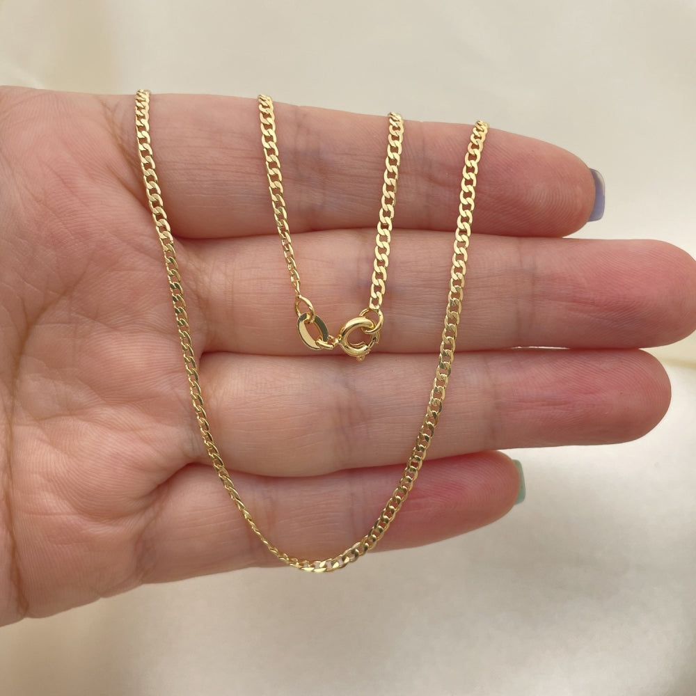 Oro Laminado Basic Necklace, Gold Filled Style Curb Design, Polished, Golden Finish