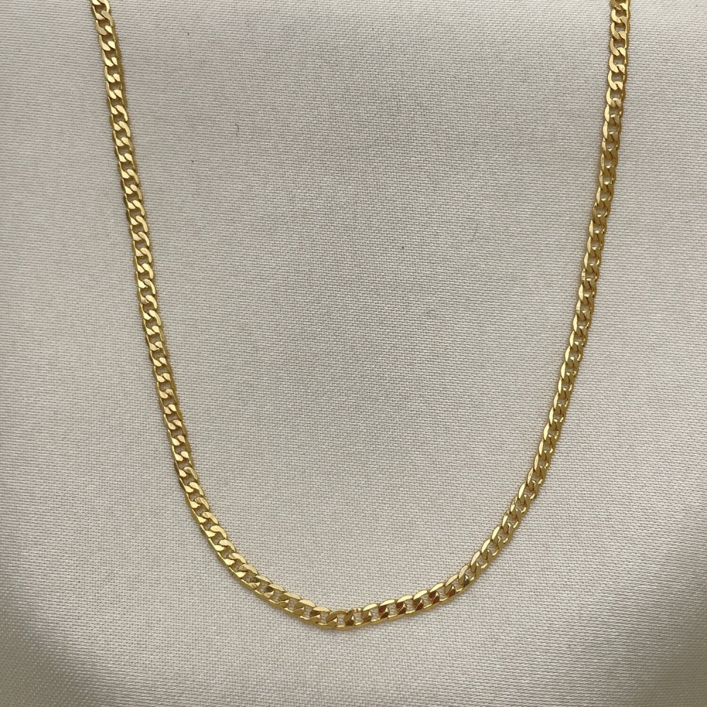 Oro Laminado Basic Necklace, Gold Filled Style Curb Design, Polished, Golden Finish