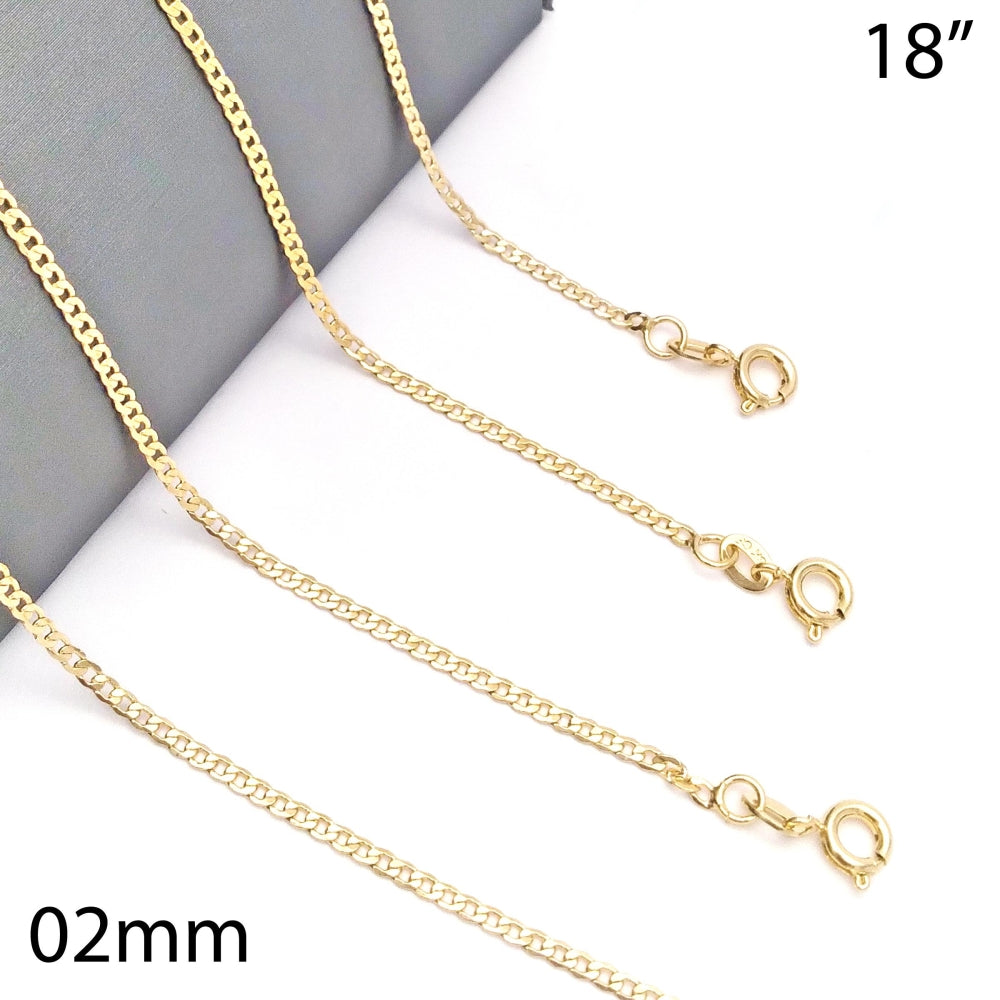 Oro Laminado Basic Necklace, Gold Filled Style Curb Design, Polished, Golden Finish