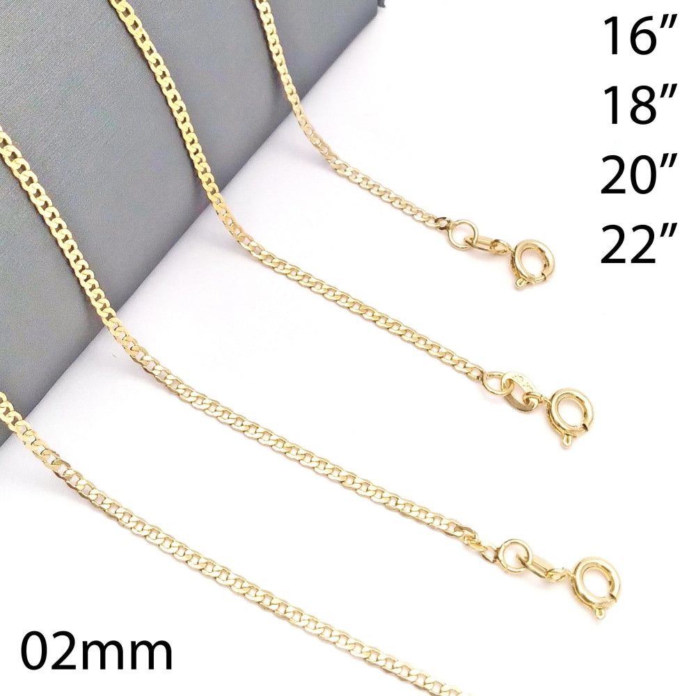 Oro Laminado Basic Necklace, Gold Filled Style Curb Design, Polished, Golden Finish