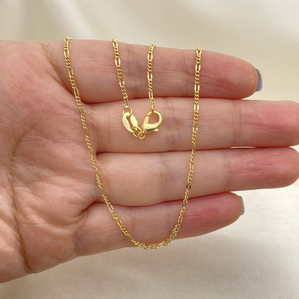 Oro Laminado Basic Necklace, Gold Filled Style Figaro Design, Polished, Golden Finish