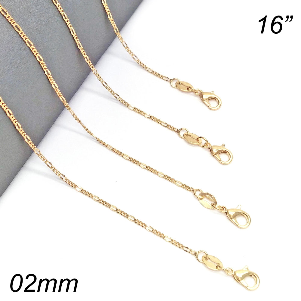 Oro Laminado Basic Necklace, Gold Filled Style Figaro Design, Polished, Golden Finish