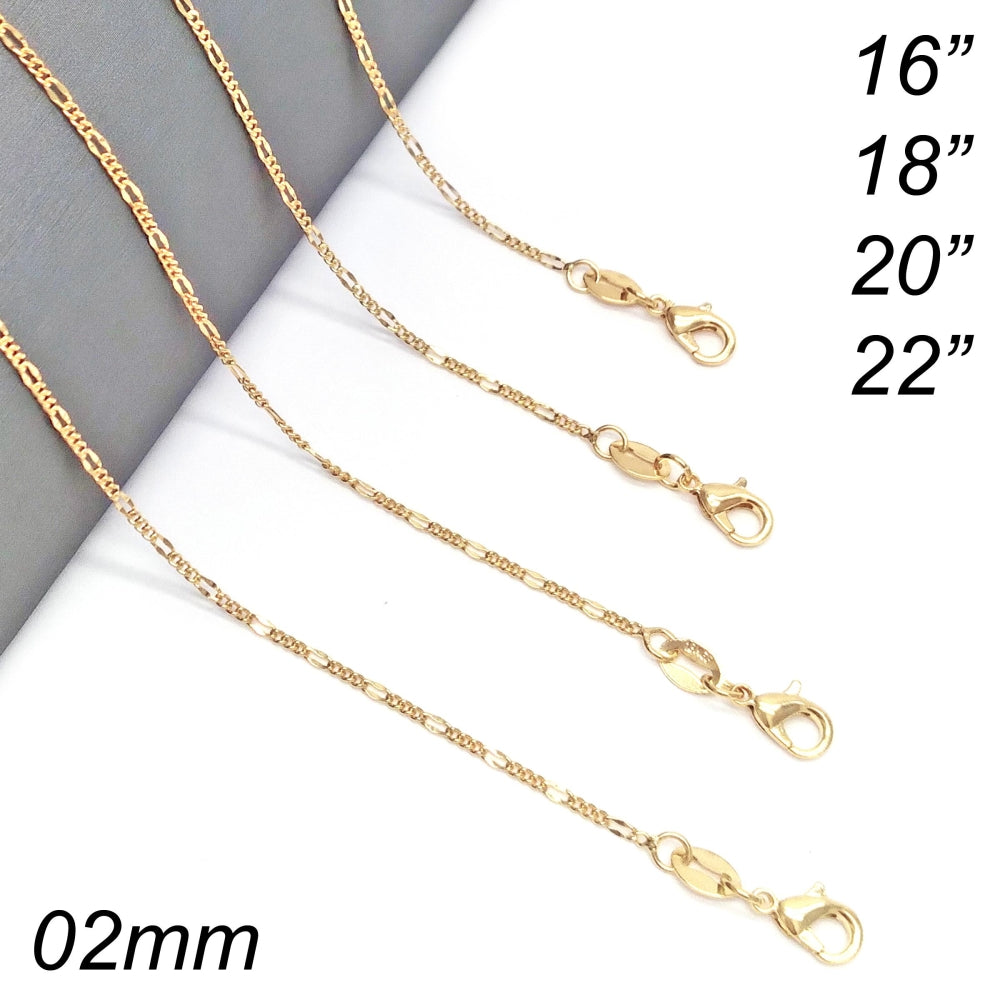 Oro Laminado Basic Necklace, Gold Filled Style Figaro Design, Polished, Golden Finish