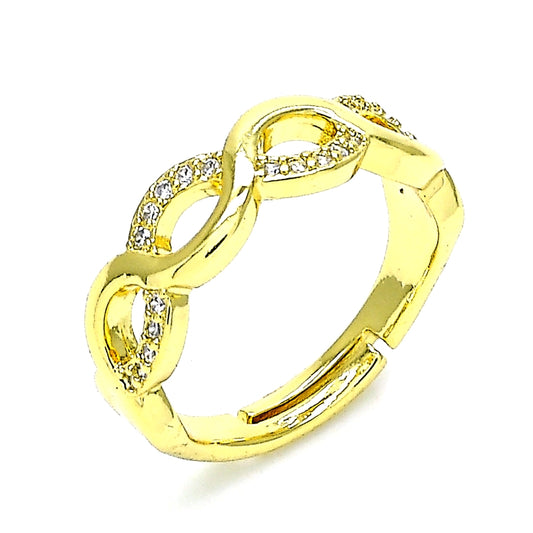 Oro Laminado Multi Stone Ring, Gold Filled Style Infinite Design, with White Micro Pave, Polished, Golden Finish