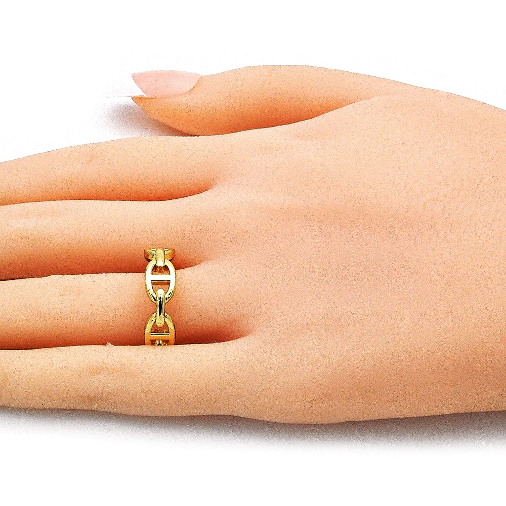 Oro Laminado Elegant Ring, Gold Filled Style Puff Mariner Design, Polished, Golden Finish