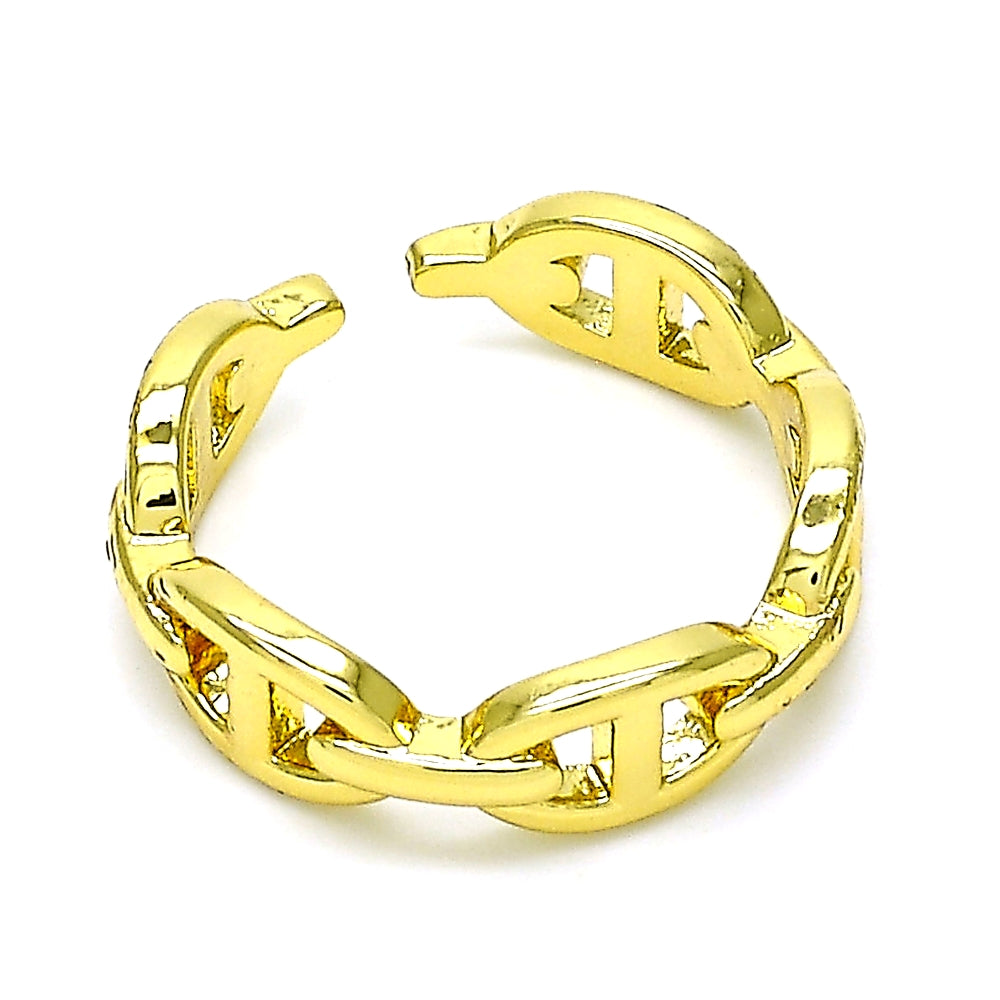 Oro Laminado Elegant Ring, Gold Filled Style Puff Mariner Design, Polished, Golden Finish