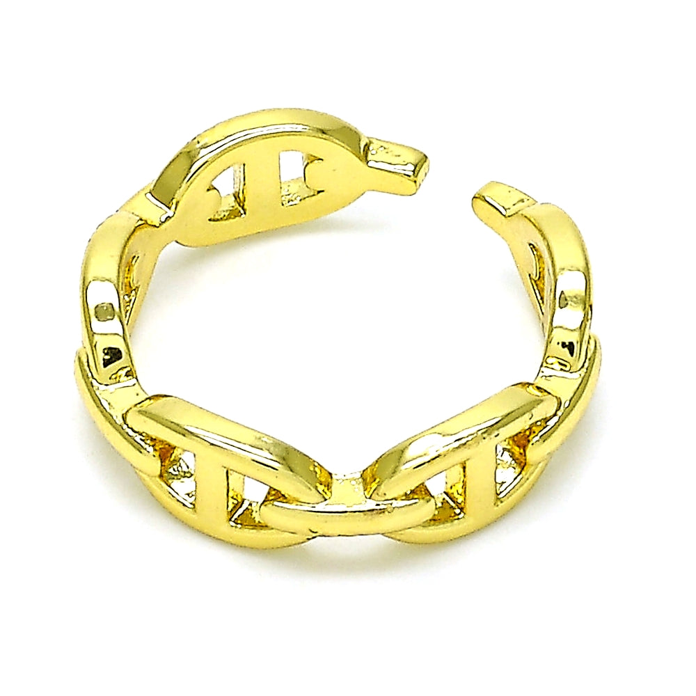 Oro Laminado Elegant Ring, Gold Filled Style Puff Mariner Design, Polished, Golden Finish