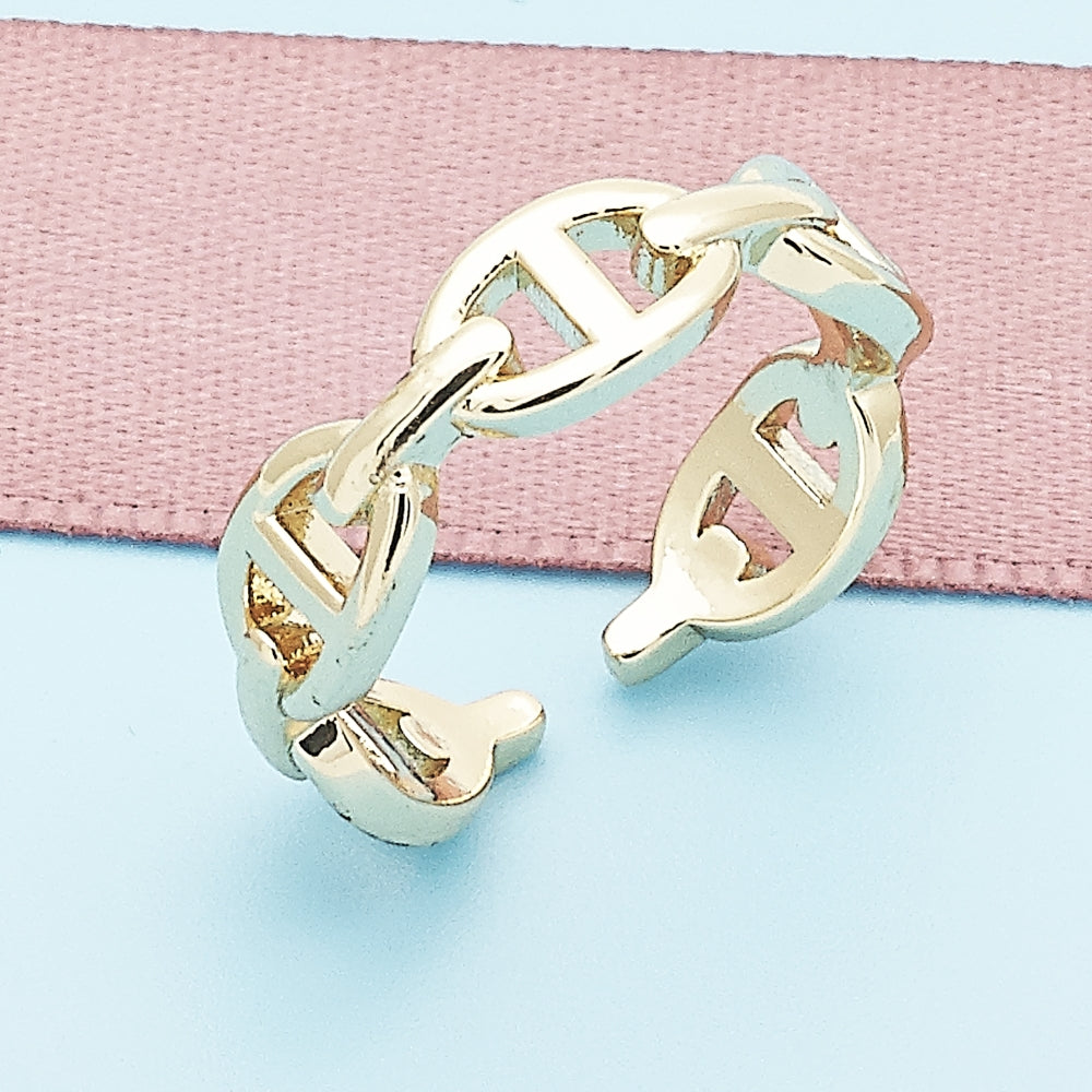 Oro Laminado Elegant Ring, Gold Filled Style Puff Mariner Design, Polished, Golden Finish
