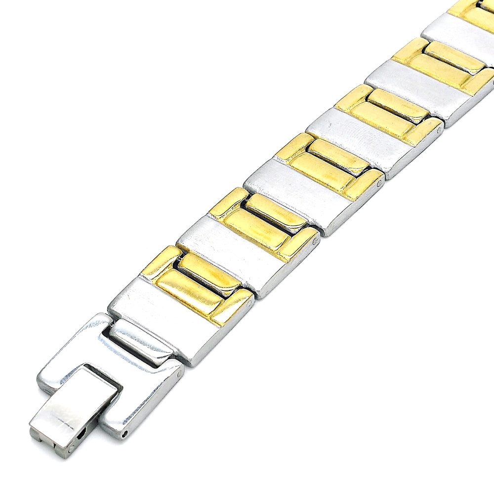 Stainless Steel Solid Bracelet, Polished, Two Tone