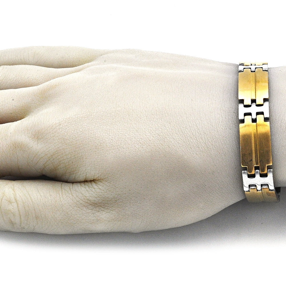 Stainless Steel Solid Bracelet, Polished, Two Tone
