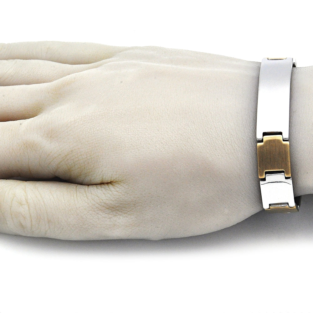 Stainless Steel Solid Bracelet, Polished, Two Tone