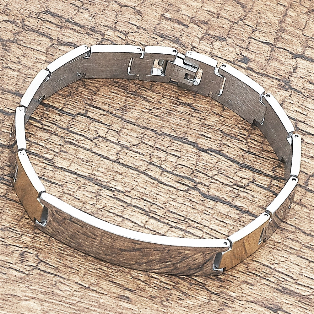 Stainless Steel Solid Bracelet, Polished, Two Tone