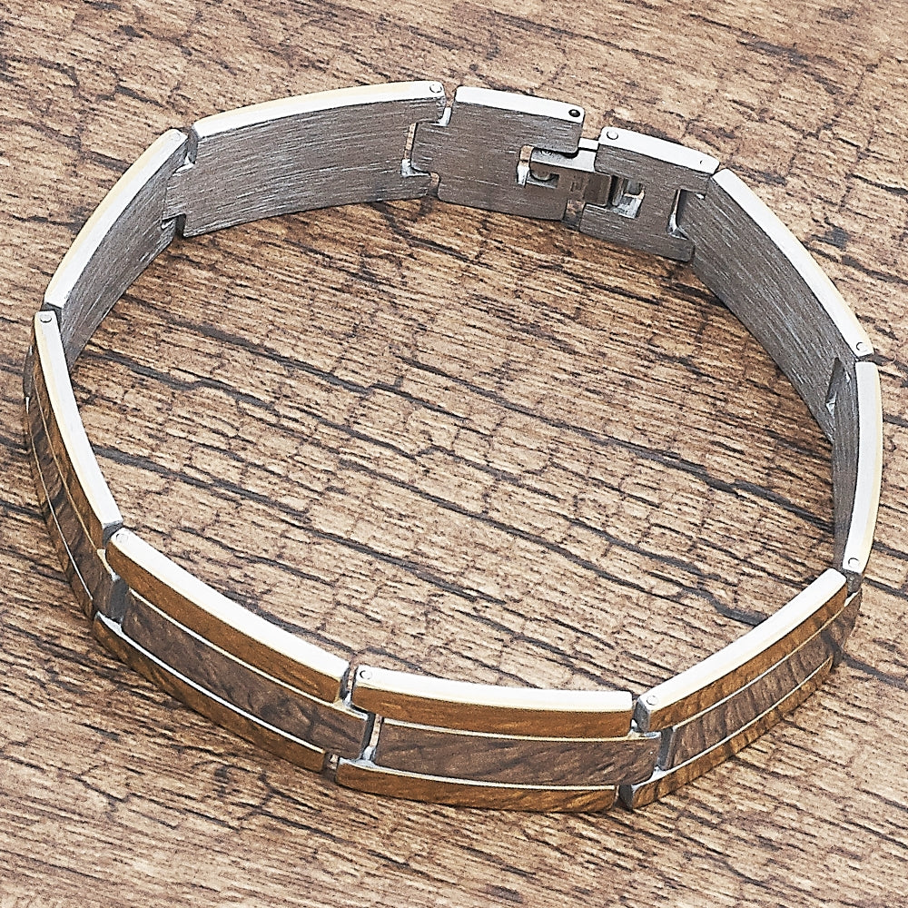 Stainless Steel Solid Bracelet, Polished, Two Tone