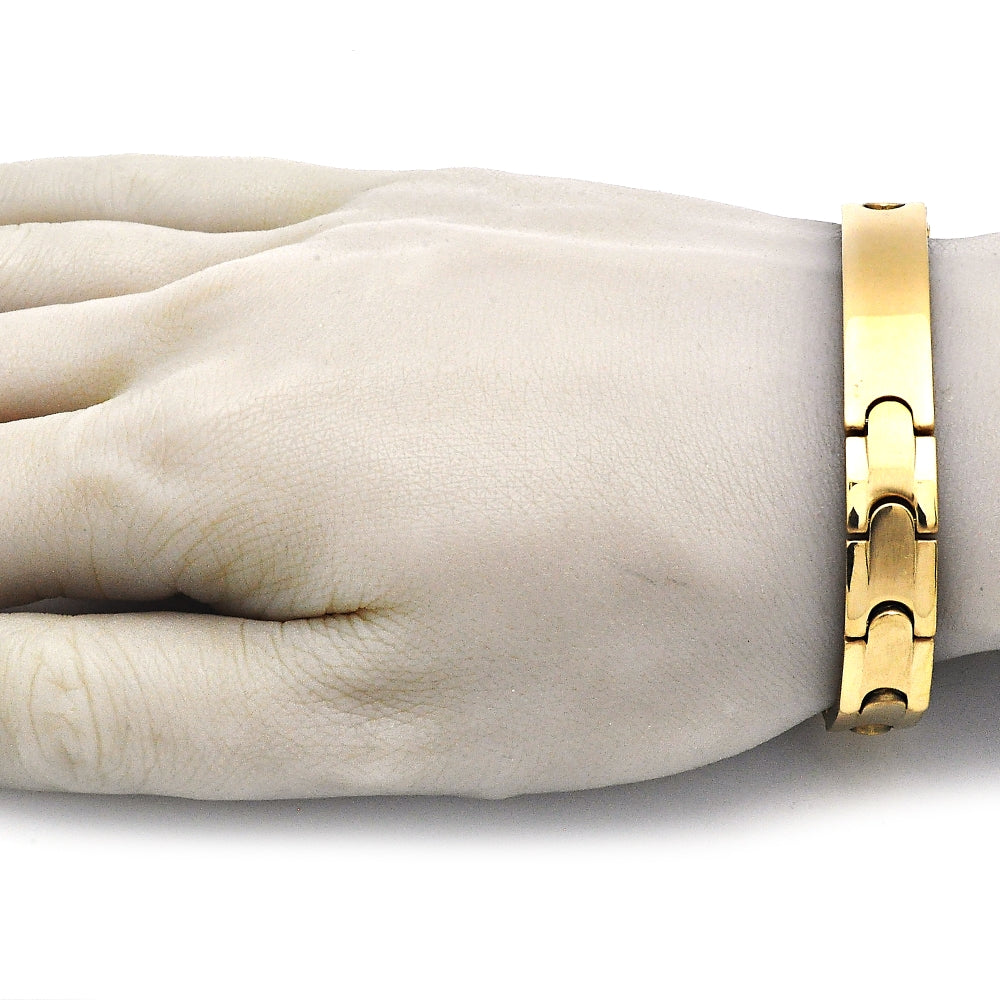 Stainless Steel Solid Bracelet, Polished, Golden Finish