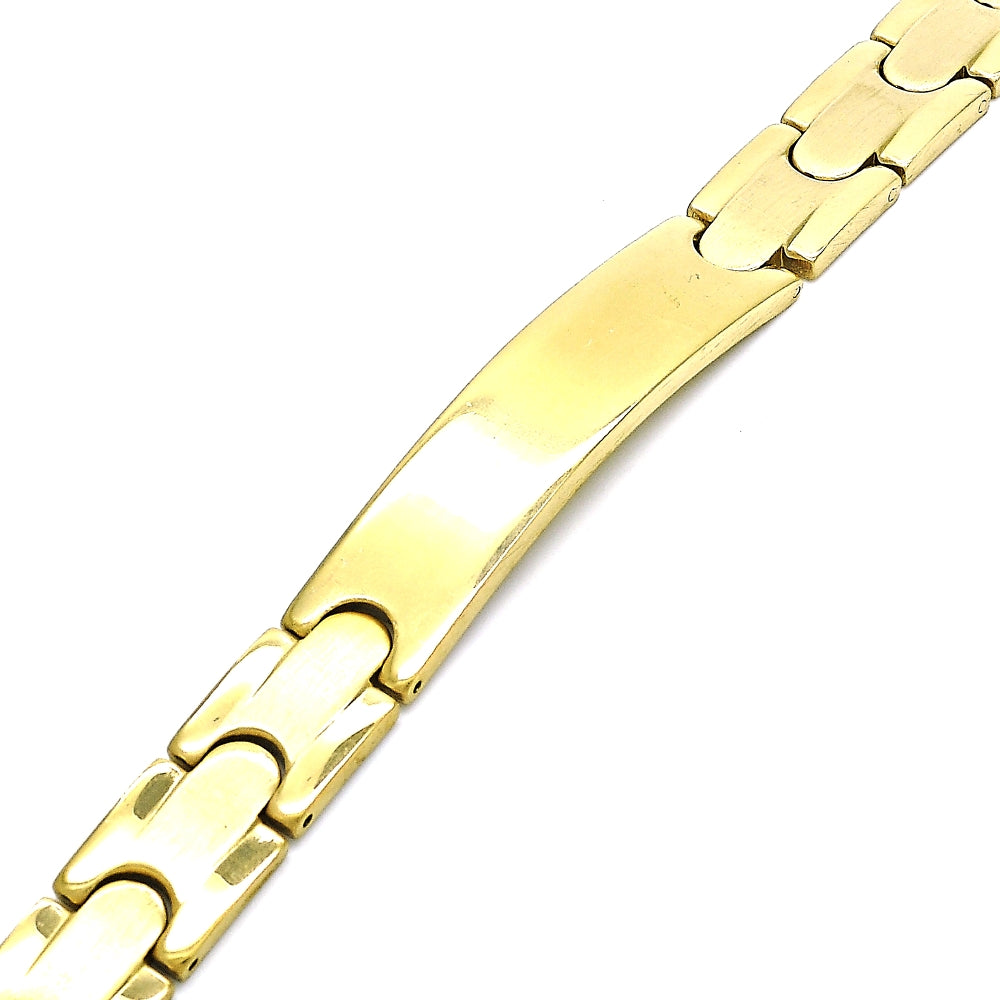Stainless Steel Solid Bracelet, Polished, Golden Finish