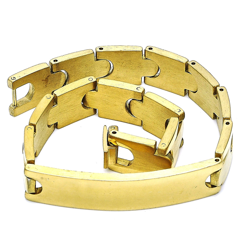 Stainless Steel Solid Bracelet, Polished, Golden Finish