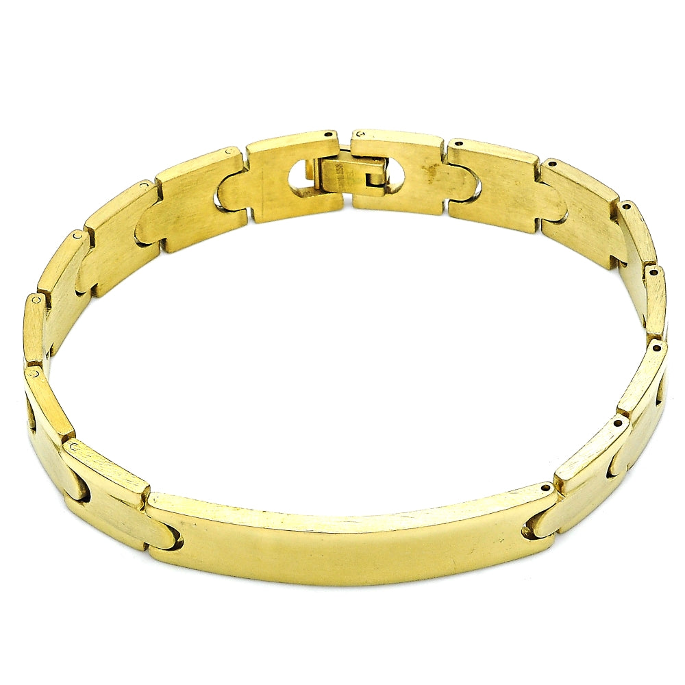 Stainless Steel Solid Bracelet, Polished, Golden Finish