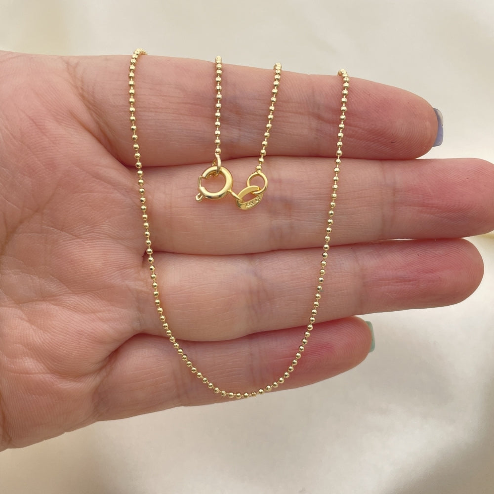 Oro Laminado Basic Necklace, Gold Filled Style Ball Design, Polished, Golden Finish