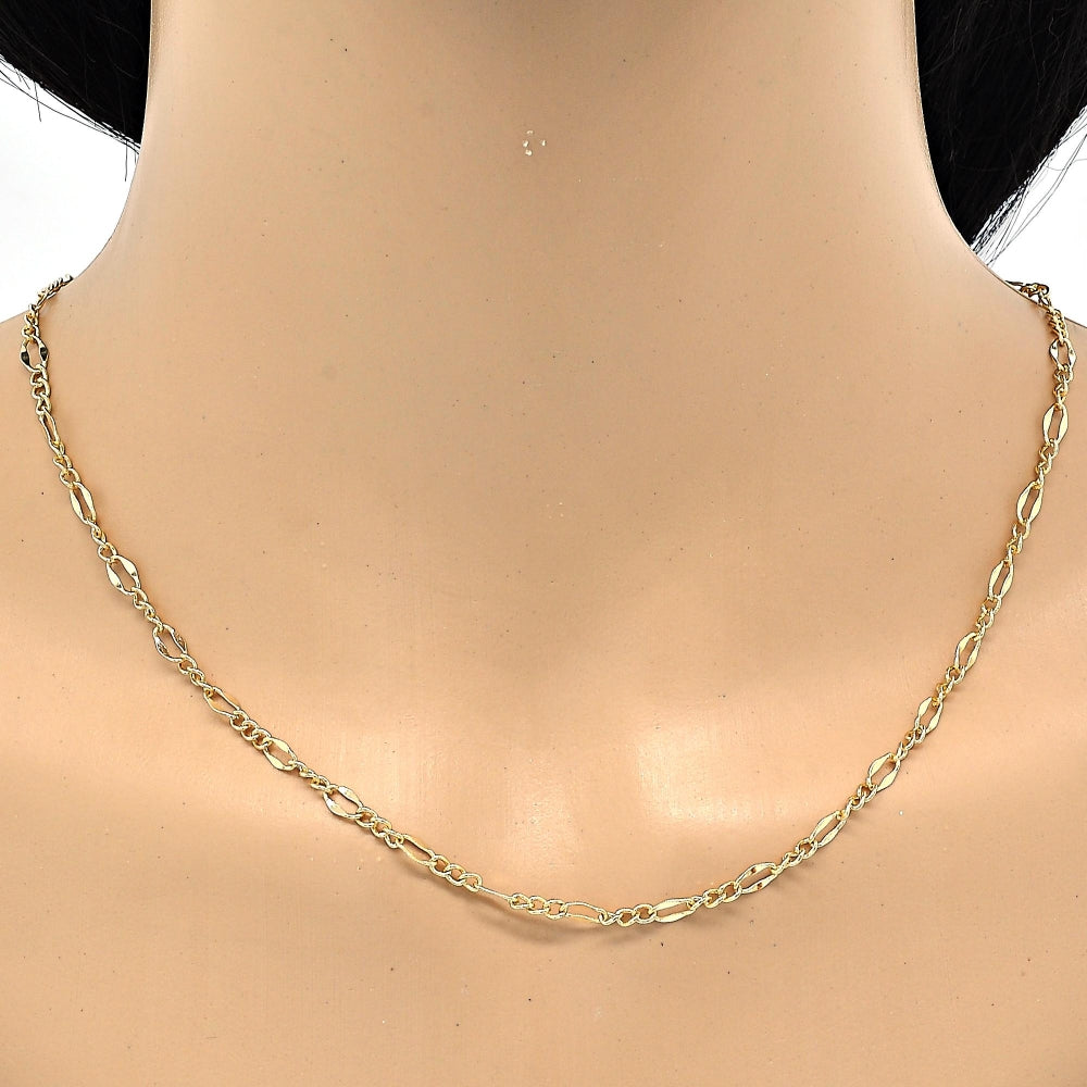 Oro Laminado Basic Necklace, Gold Filled Style Figaro Design, Polished, Golden Finish