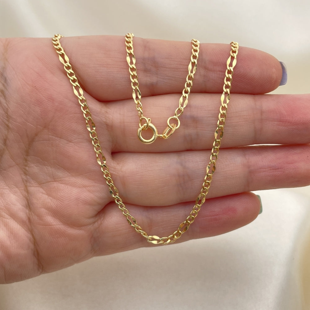 Oro Laminado Basic Necklace, Gold Filled Style Figaro Design, Polished, Golden Finish