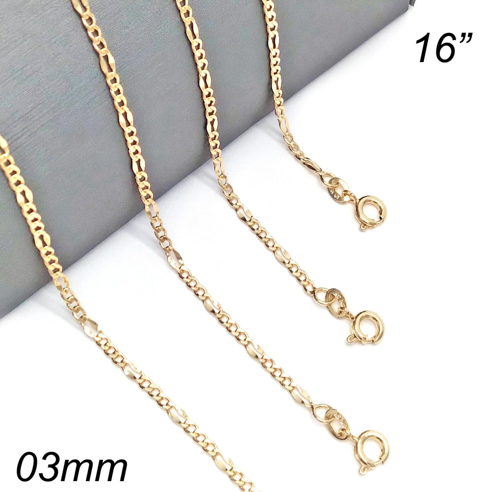 Oro Laminado Basic Necklace, Gold Filled Style Figaro Design, Polished, Golden Finish