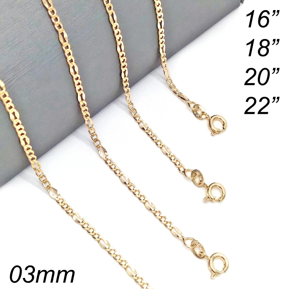 Oro Laminado Basic Necklace, Gold Filled Style Figaro Design, Polished, Golden Finish
