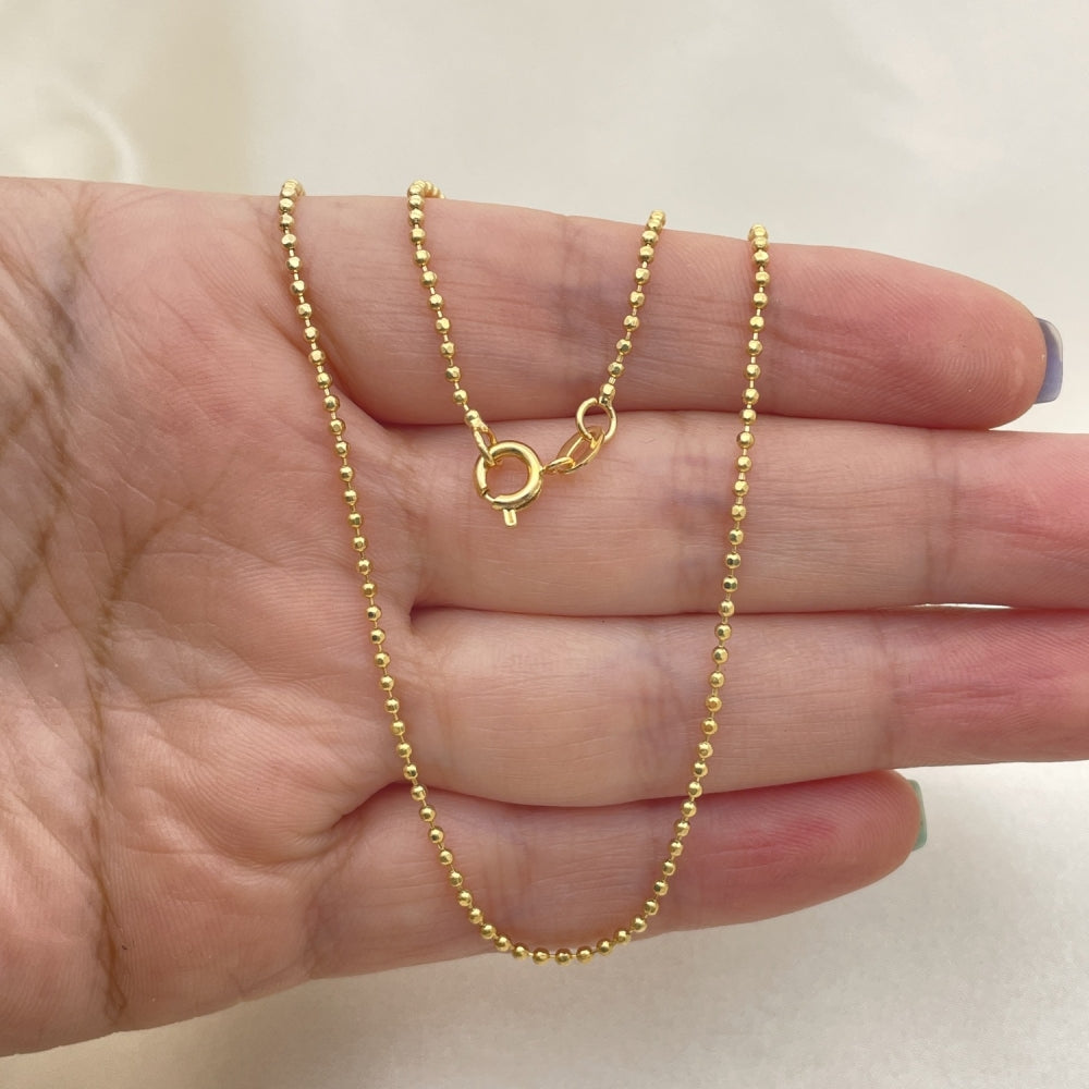 Oro Laminado Basic Necklace, Gold Filled Style Ball Design, Polished, Golden Finish
