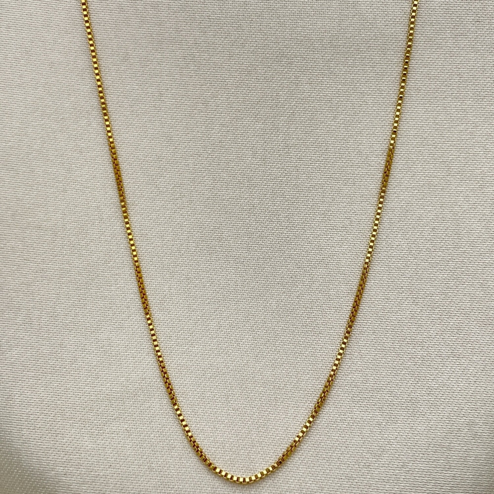Oro Laminado Basic Necklace, Gold Filled Style Box Design, Polished, Golden Finish