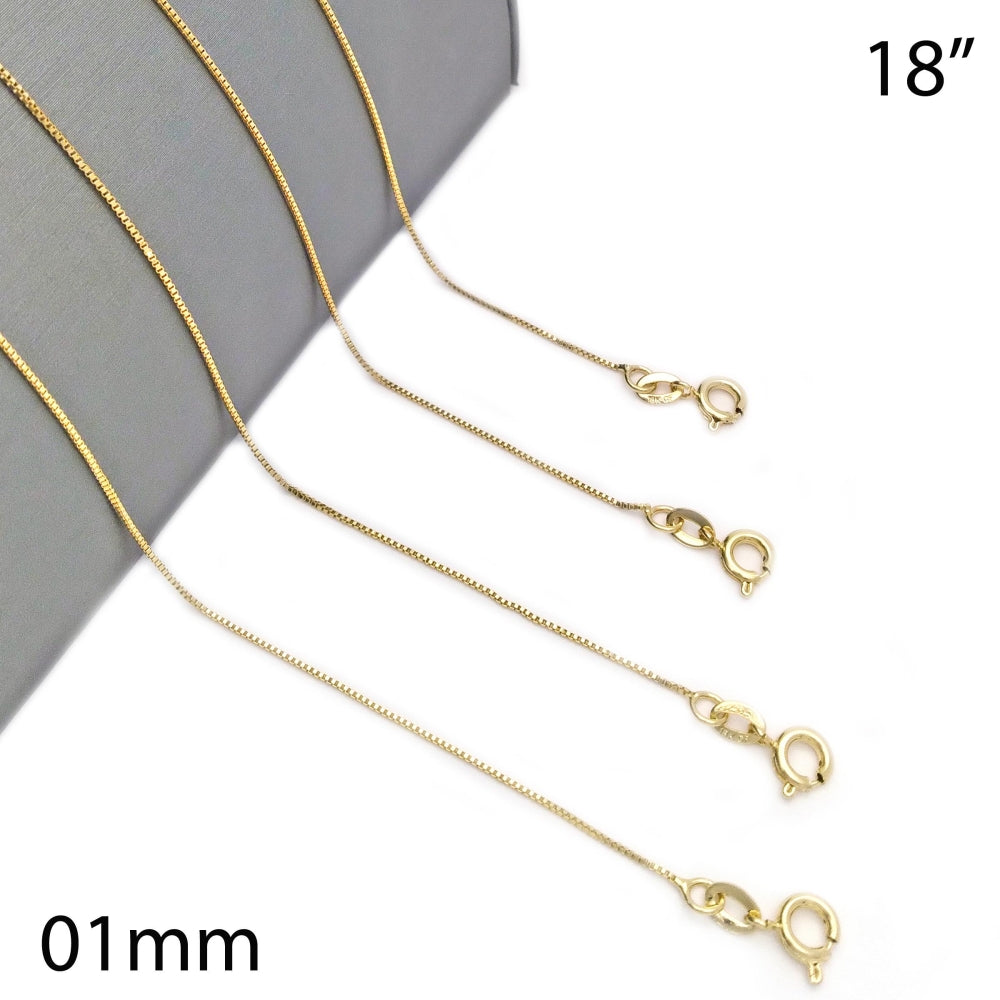 Oro Laminado Basic Necklace, Gold Filled Style Box Design, Polished, Golden Finish